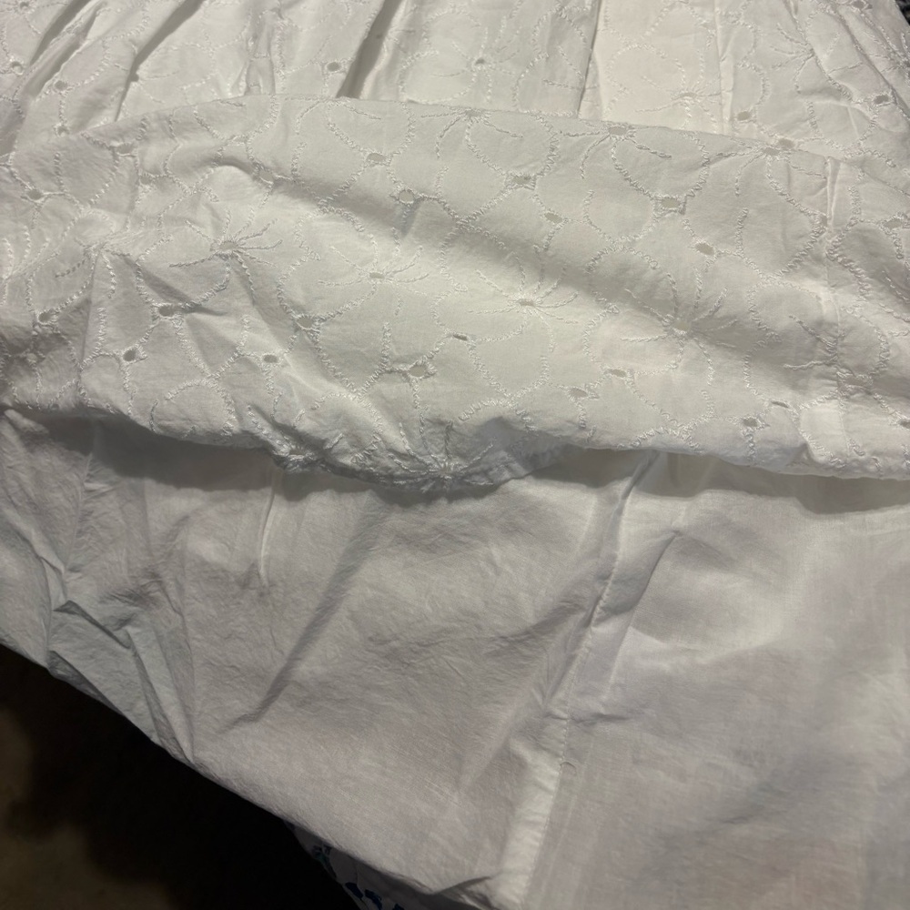 J. Crew Factory White Eyelet Long Sleeve Shirt Dress - Picture 3 of 3
